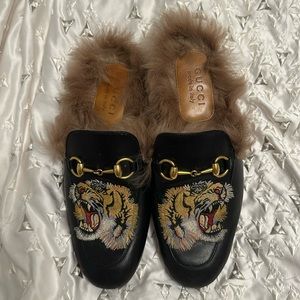 Gucci princetown fur tiger loafers